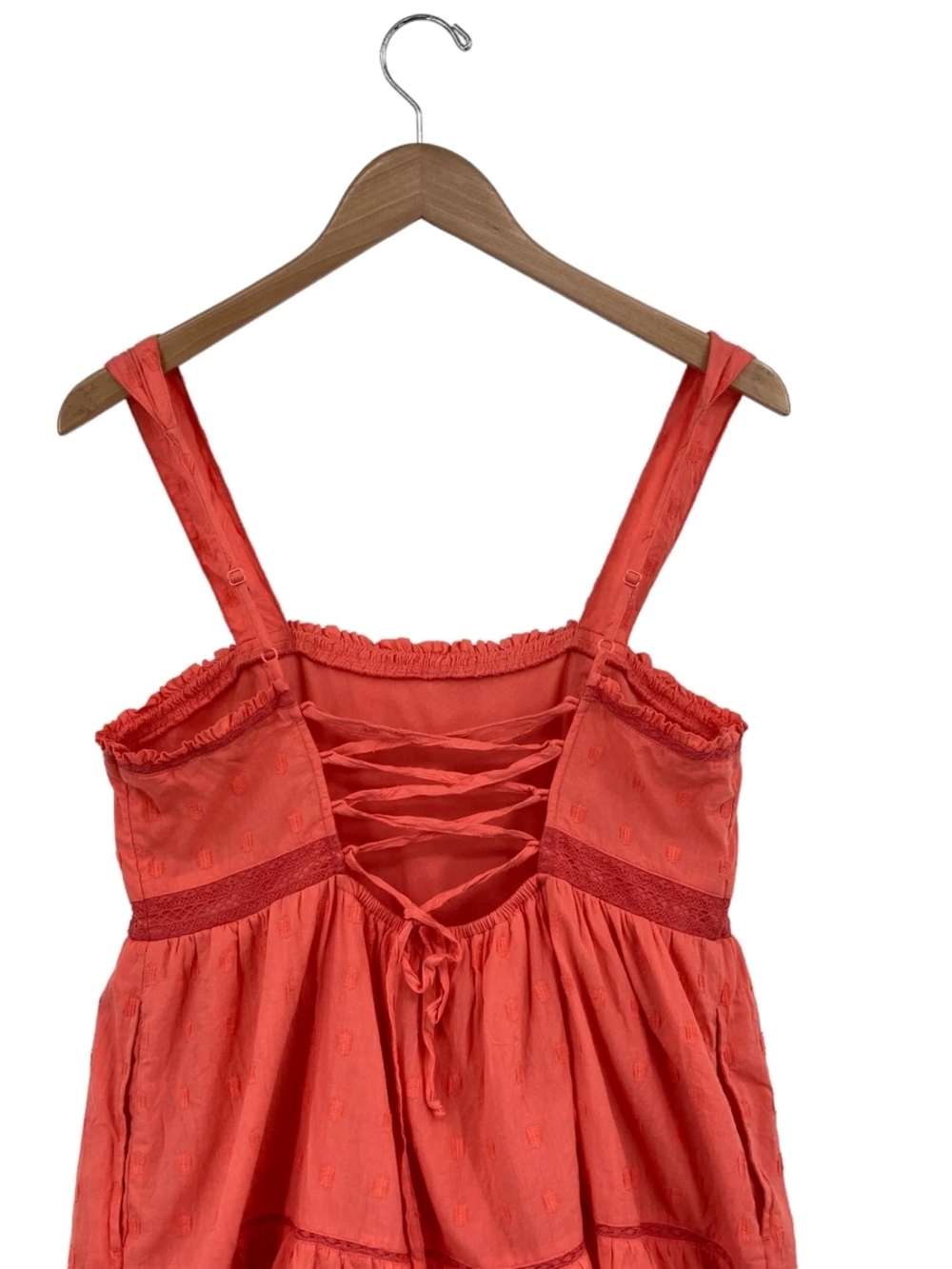 AMERICAN EAGLE Coral Tiered Sundress with Ruffled Hem - Picture 9 of 11